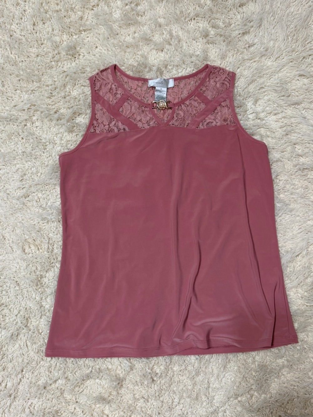 Emma&Olive medium dusty rose Sleeveless LaceTank Top
